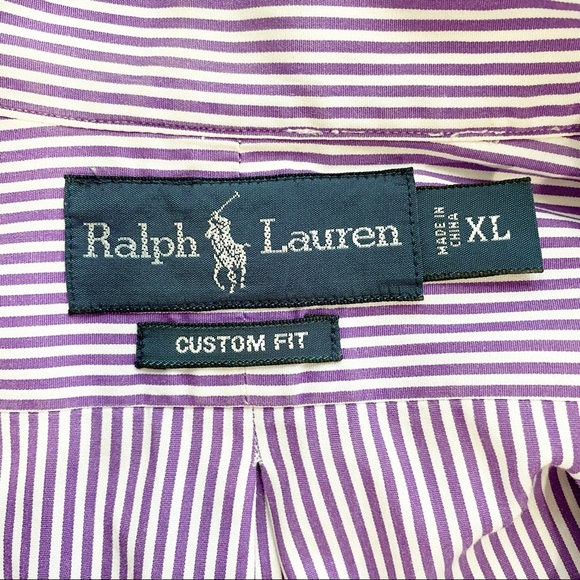 RALPH LAUREN Purple White Pinstripe Dress Shirt XL - Picture 4 of 7